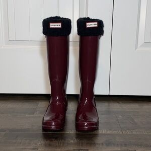 Maroon Hunter Boots + Socks